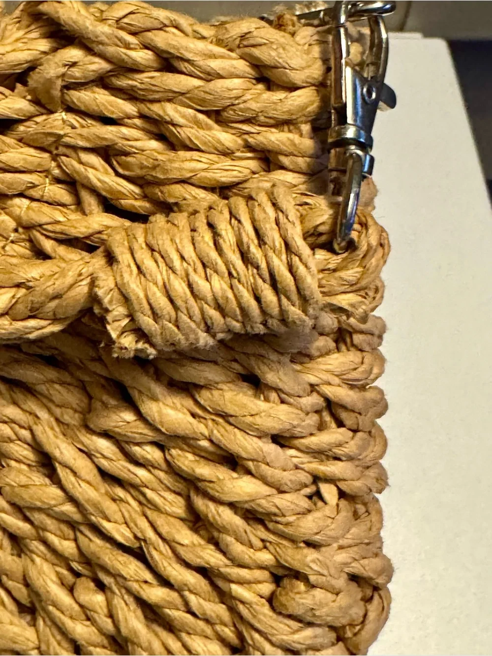 Woven Straw Crescent Tote Bag - Natural
